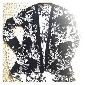Navy and white floral cardigan